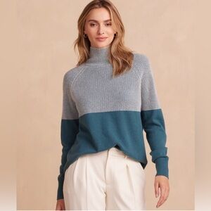 Summersalt Two-Tone Blue and Gray Turtleneck Sweater
